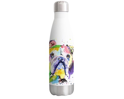 British Buldog Bully Hund Aquarell Flasche doppelwandig Edelstahl 500ml