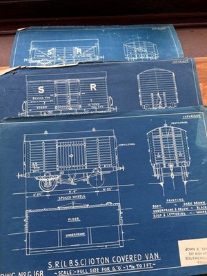 Vintage Modelleisenbahn Drei Baupläne S.R. L.B.S.C. 10 Tonnen Planwagen Zeichnung