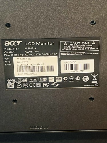 ACER AL2017W 20" 1080p LCD Widescreen Monitor/Stand+ASUS KB73211”Slim”Keyboard - Picture 12 of 18