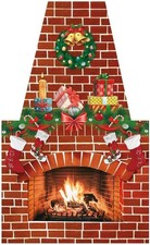 5.9 x 3.6 Ft Christmas Door Cover Red Brick Wall Fireplace 3.6x5.9ft,