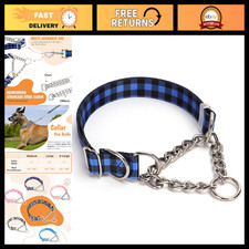Escape Proof Martingale Collar for Medium Dogs - Adjustable Choke Chain, Plaid D