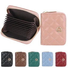 Women Multi-Card Slot Wallet PU Leather Pocket Card Holder Zipper Card Purse Bag