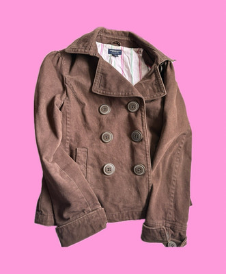 American Eagle Outfitters Women's Brown Double-Breasted Pea Coat Jacket M