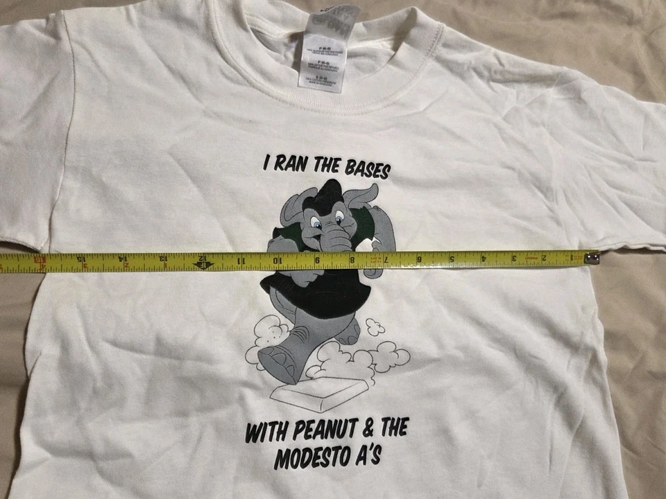 Camiseta Vintage Modesto A's Mascote de Amendoim Juventude Pequena Nova Pequena Milb Atletismo - Imagem 3 de 4