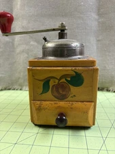 Vintage Coffee Grinder, Wood, Drawer Pull Appears To Be Bakelite, Works!