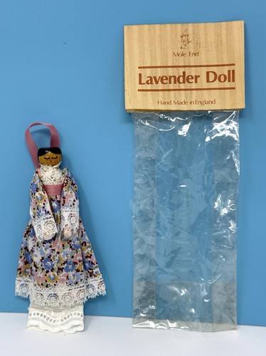 Vintage Lavender Scented Peg Doll By Mole End, England 4.5”