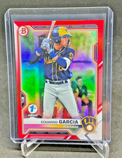 2021 Bowman Draft 1st Edition EDUARDO GARCIA Red Parallel 2/5 #BD-22 Brewers