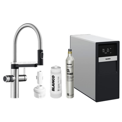 Blanco drink.soda EVOL-S  Pro Steel Trinkwasser Komplett System Hochdruckarmatur