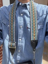 Vintage Adjustable Multicolor Woven Camera Strap, Metal Clips and Rings