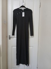 Mango knitted maxi dress with wrap detail in charcoal