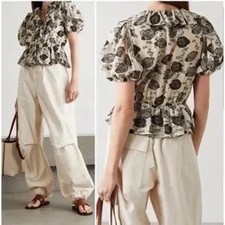 Ulla Johnson Women’s Nadya Top in Gardenia Floral Size 10 Breathable Peplum 