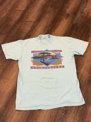 Vtg The Adirondacks T Shirt Mens Large Stedman 1989 USA Impressed Saratoga