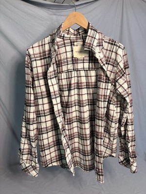 Thread and Supply Medium 100% Cotton Flannel Shirt Button Down