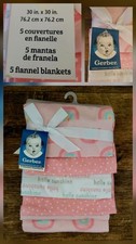 NEW 5 Gerber Flannel Recieving Blankets, 10 Gerber  8 Washcloths, 2 Swaddles