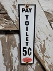 VINTAGE NEW YORK CENTRAL SYSTEM TRAIN PORCELAIN SIGN PAY TOILET RAILROAD STATION