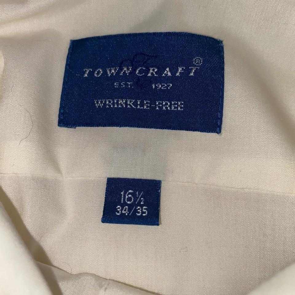 Camisa de vestir Towncraft sin arrugas para hombre 16,5 34 35 manga larga crema Foto 3 de 4