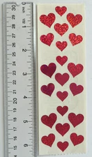 Sandylion RED HEARTS - 1 Strip Vintage Sparkle Multi Red Hearts Stickers  