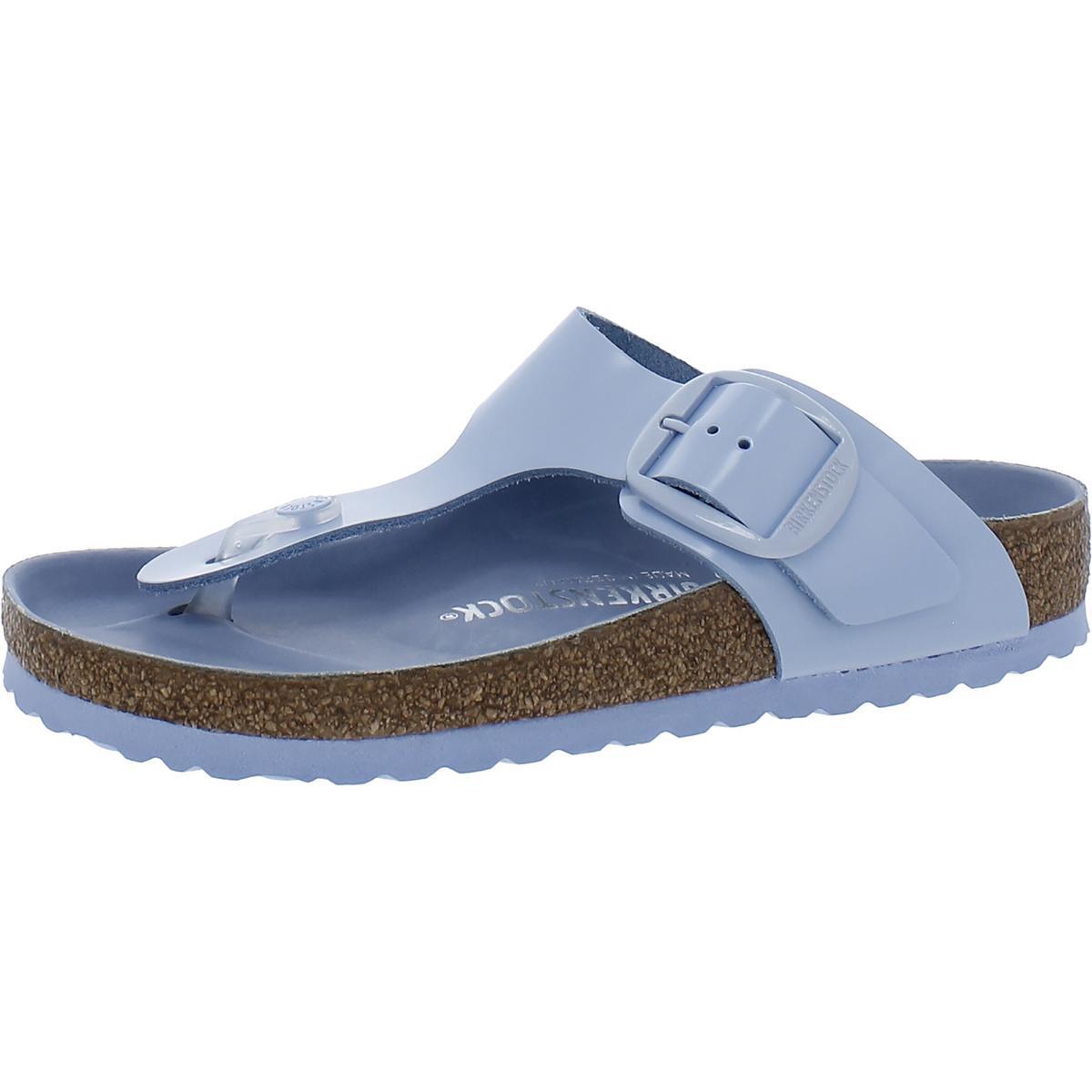 Женские босоножки Birkenstock Gizeh синего цвета с большой пряжкой на плоской подошве 38 BHFO 5729