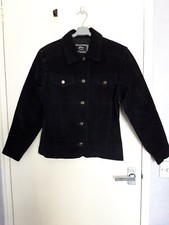 Vintage Etam Ladies Suede Leather Jacket Black Size 10