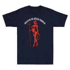 Sexy Red Devil Satan in High Heels Stiletto Vintage Men's Short-Sleeve T-Shirt
