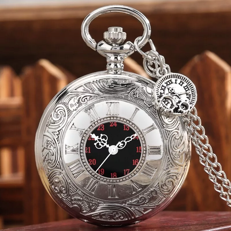 Rose Pocket Watch Steampunk PocketWatch Cosplay FREE Gift Box