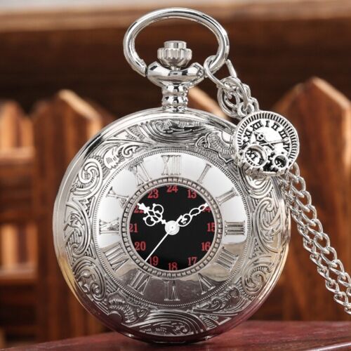 Steampunk Quartz Pocket Watches Analog Full Hunter Case Christmas Unisex Gifts - Picture 1 of 30