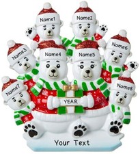 Personalized POLAR BEAR FAMILY of 2-3-4-5-6 Christmas Tree Ornament GIFT