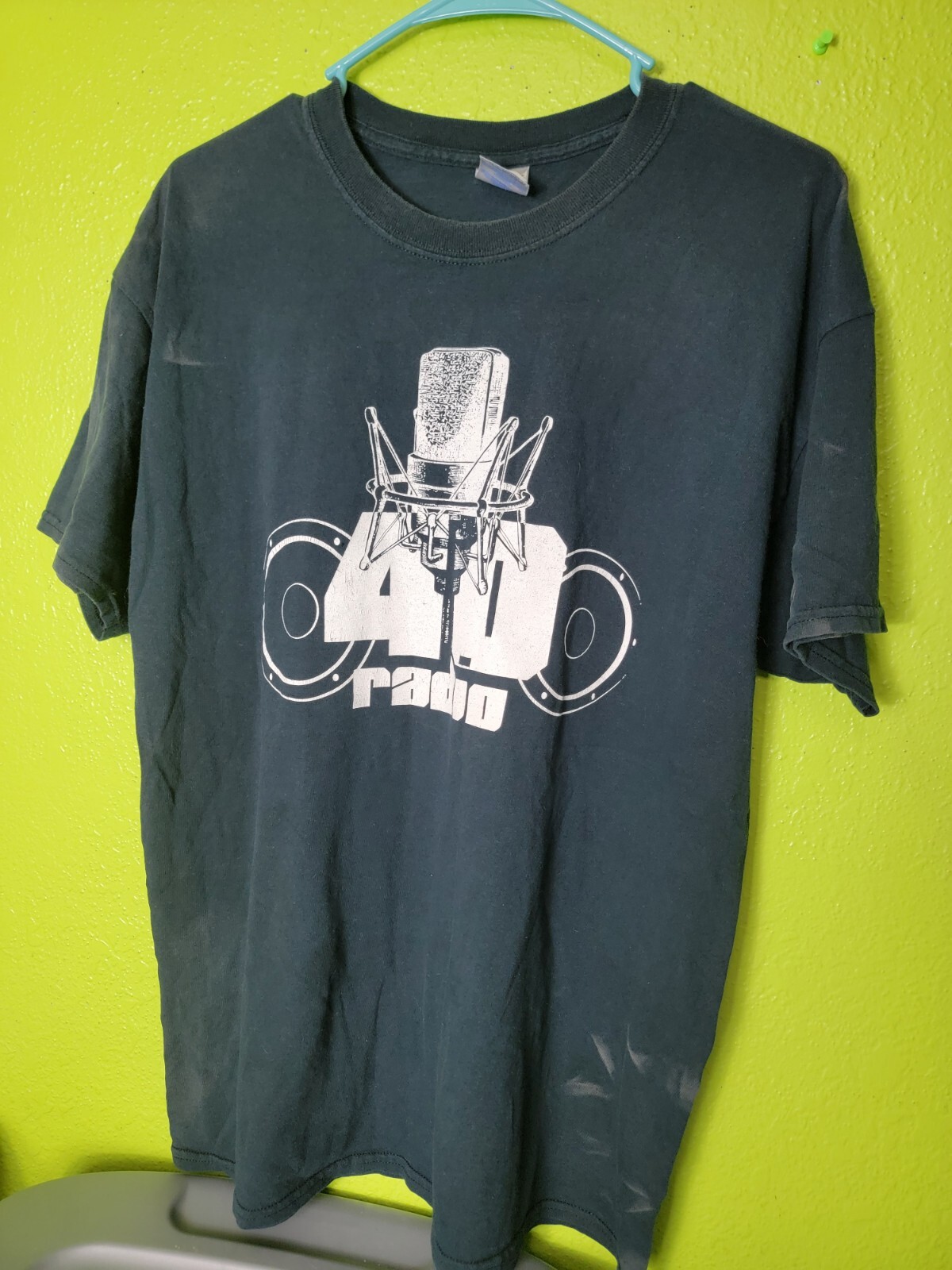 Vintage Y2K Shirt 40 Radio Microphone Black Large 40radio.com Gildan