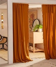 100% Cotton tassel Curtains, Burnt Orange Living Room Door window curtain