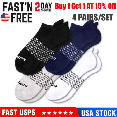 4 Pair Bombas Women's Tri-Block Marl Ankle Sock Size Large Original Tag