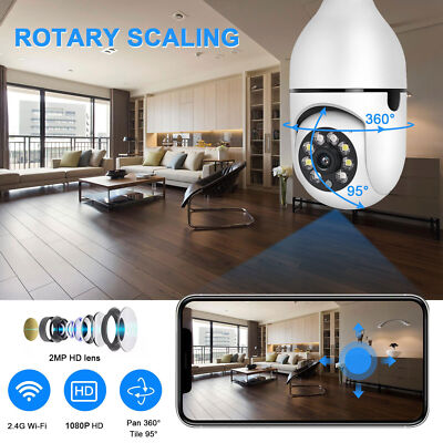  360° Wireless WiFi IP Camera E27 Light Bulb 1080P HD Panoramic Security Camera