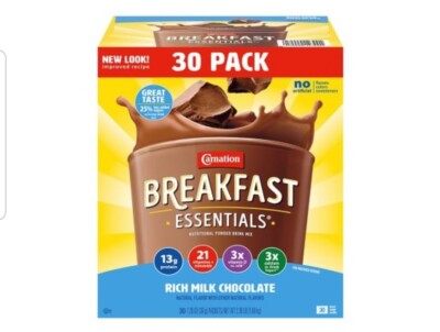 (30 PACKETS) CHOCOLATE CARNATION BREAKFAST ESSENTIALS NUTRITIONAL DRINK POWDER