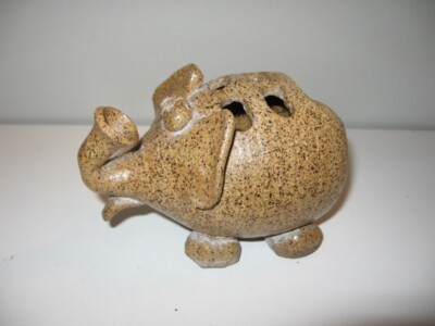 Stoneware Elephant Toothbrush & Toothpaste Holder 3 3/4'' Height VGC 