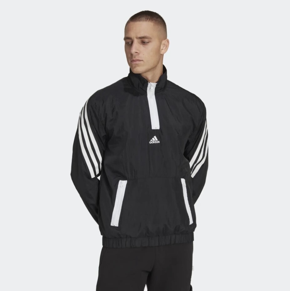 Adidas Mens Future Icon Woven 1/4 Zip Jacket / Black / RRP