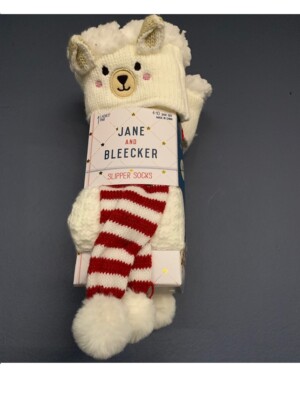 Jane Bleecker Women's Slipper Socks Polar Bear Ivory 4-10