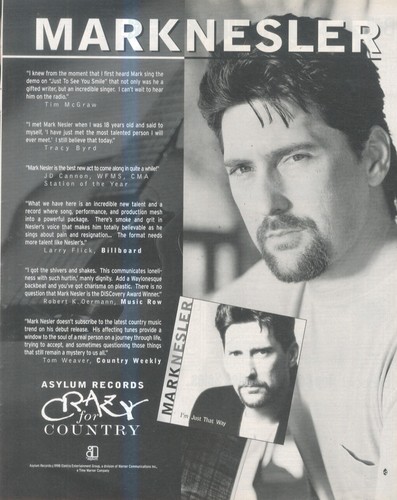 HFBK59 ADVERT/PICTURE 13X11 MARK NESLER : I'M JUST THAT WAY