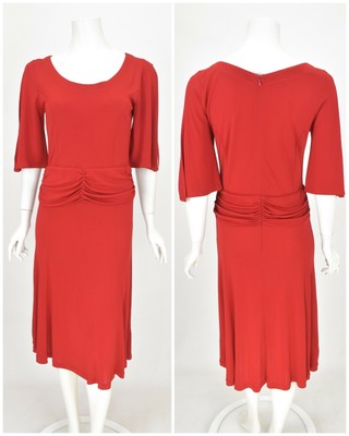 red jersey dress with sleeves