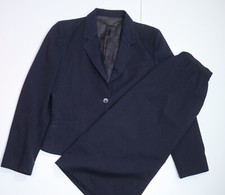 Vintage Eric Sands Women's Skirt Suit Navy Blue Pinstripe See Measurements