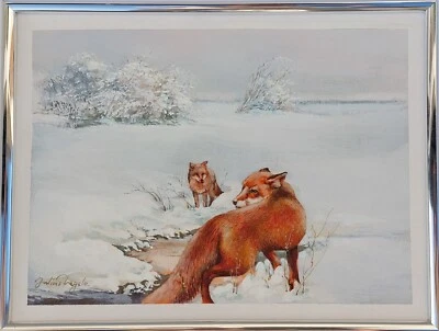 Julius Negele *1935-2023 2 Füchse im Winter Winterlandschaft Schnee Fox Fuchs - Bild 1 von 4