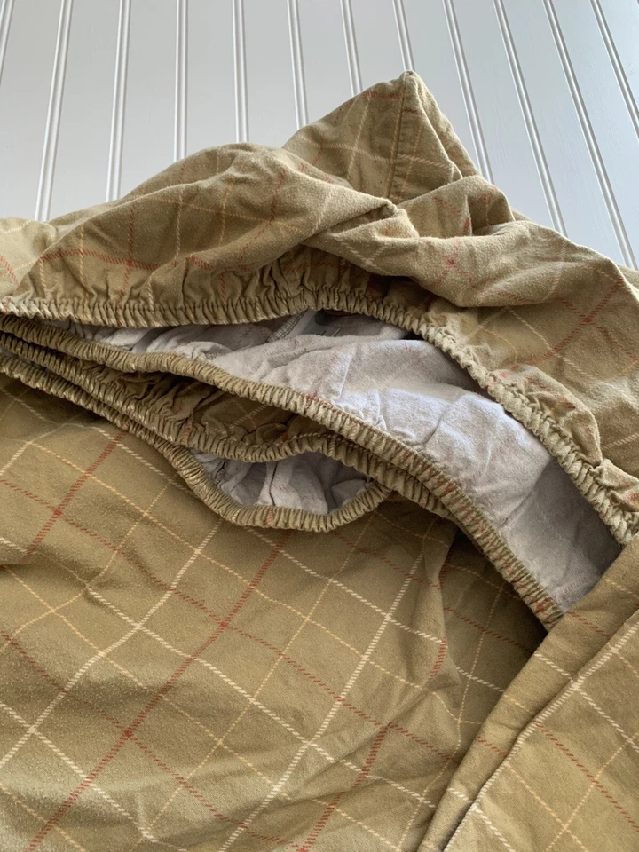 Sábanas ajustables y planas de franela Woolrich verde a cuadros algodón grueso DOBLE talla 2 piezas Foto 3 de 4