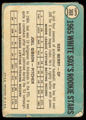 1965 Topps RC Stars #368 Ken Berry Joel Gibson Chicago White Sox