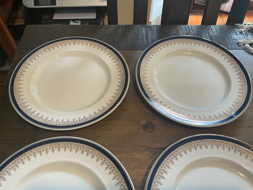 Vintage 1930’s Elegant MYOTT England Dinner plates cobalt blue, gold cream - Picture 4 of 6