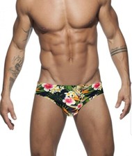 Nujoli Men's Swim Bottoms Tropical Floral Print Small With Drawstring