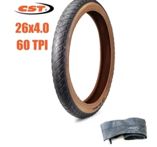 CST Big Boat 26 x 4.0 Tire Wire bead Brown wall 60 TPI Bicycle tyre with tube
