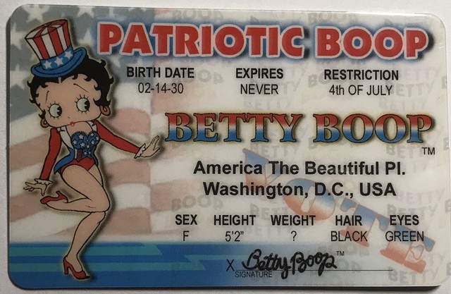 Betty Boop Patriotic - Driver's License - Novelty Funny - 4th of July Betty Boop Patriotic - Driver's License - Novelty Funny - 4th of July