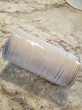 200 Yards WHITE Flat Braided Elastic Band 1/8" 3mm in Roll