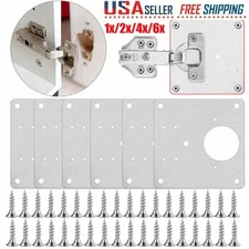 1/2/4/6x Kitchen Cupboard Door Hinge Repair Plate Brackets with Mounting Screws