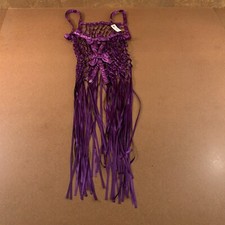 Urban Outfitters Womens Size Small Deep Purple Ribbon Bow Fringe Top NWT
