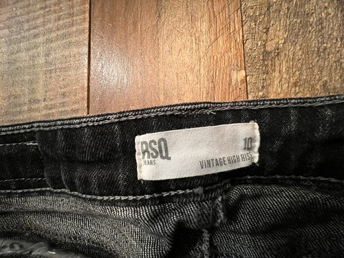 RSQ youth Vintage High Rise Black Denim Shirts Sz 10 - Picture 5 of 7