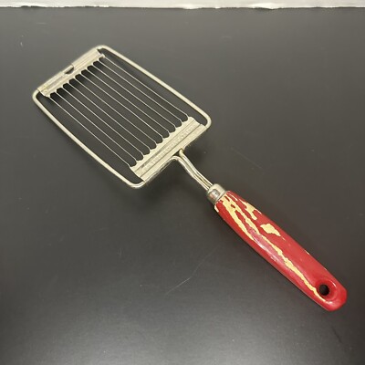 Vintage Echo USA Tomato / Egg / Cheese Slicer w Serrated Blades Red Wood Handle